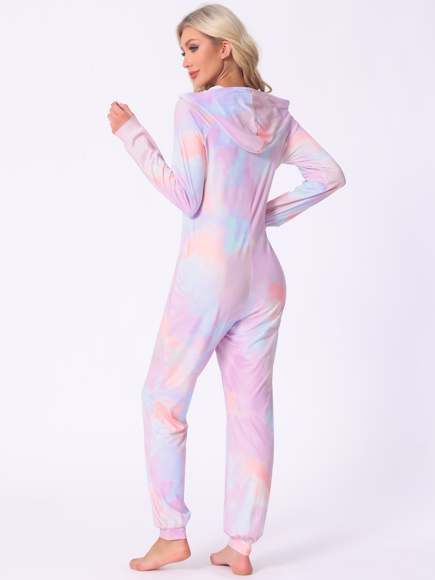 Women's Pajama Sets Tie Dye Long Sleeve Jumpsuits with Pockets
