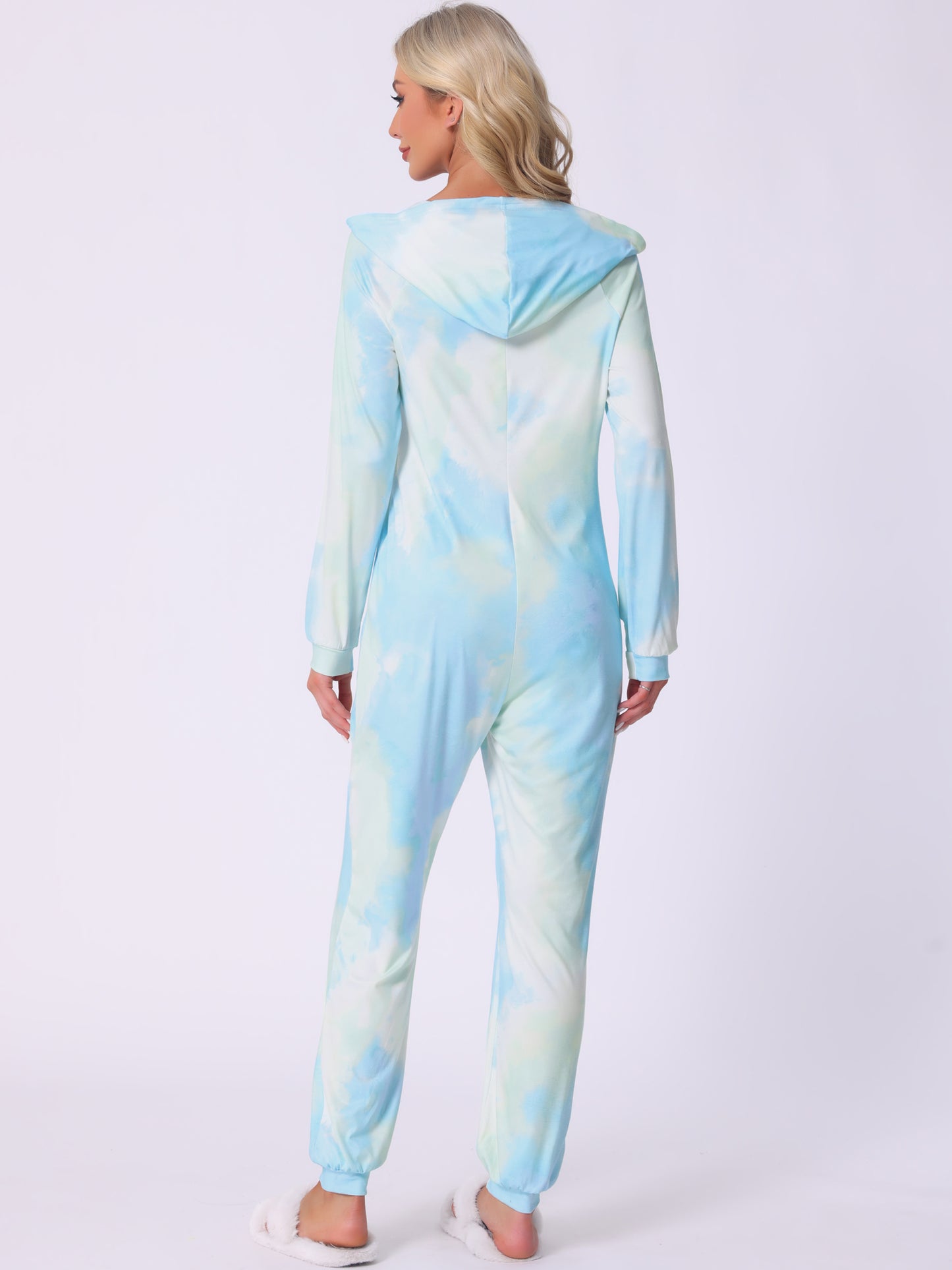 Women's Pajama Sets Tie Dye Long Sleeve Jumpsuits with Pockets