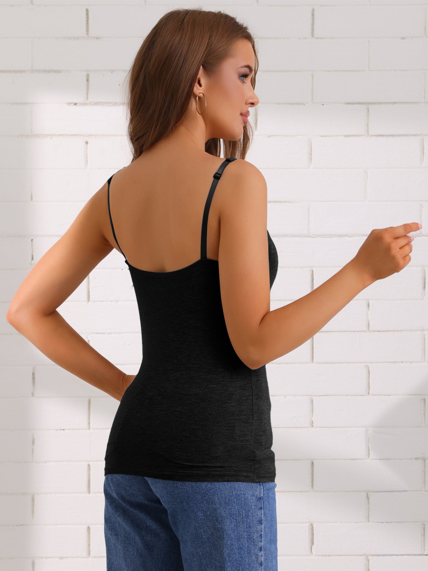 Women's Camisole with Built-In Bra Adjustable Strap Flowy Swing Comi Vest