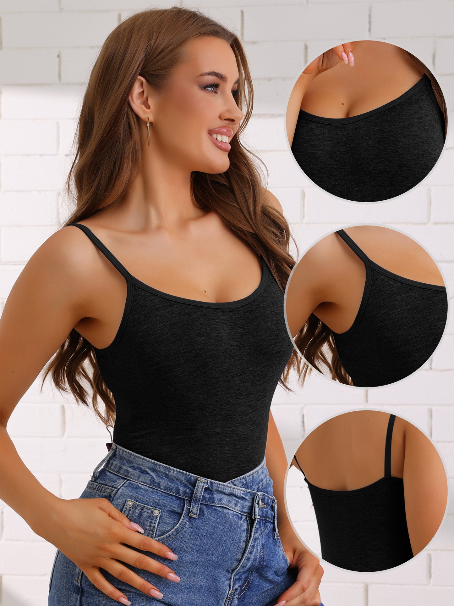 Women's Camisole with Built-In Bra Adjustable Strap Flowy Swing Comi Vest