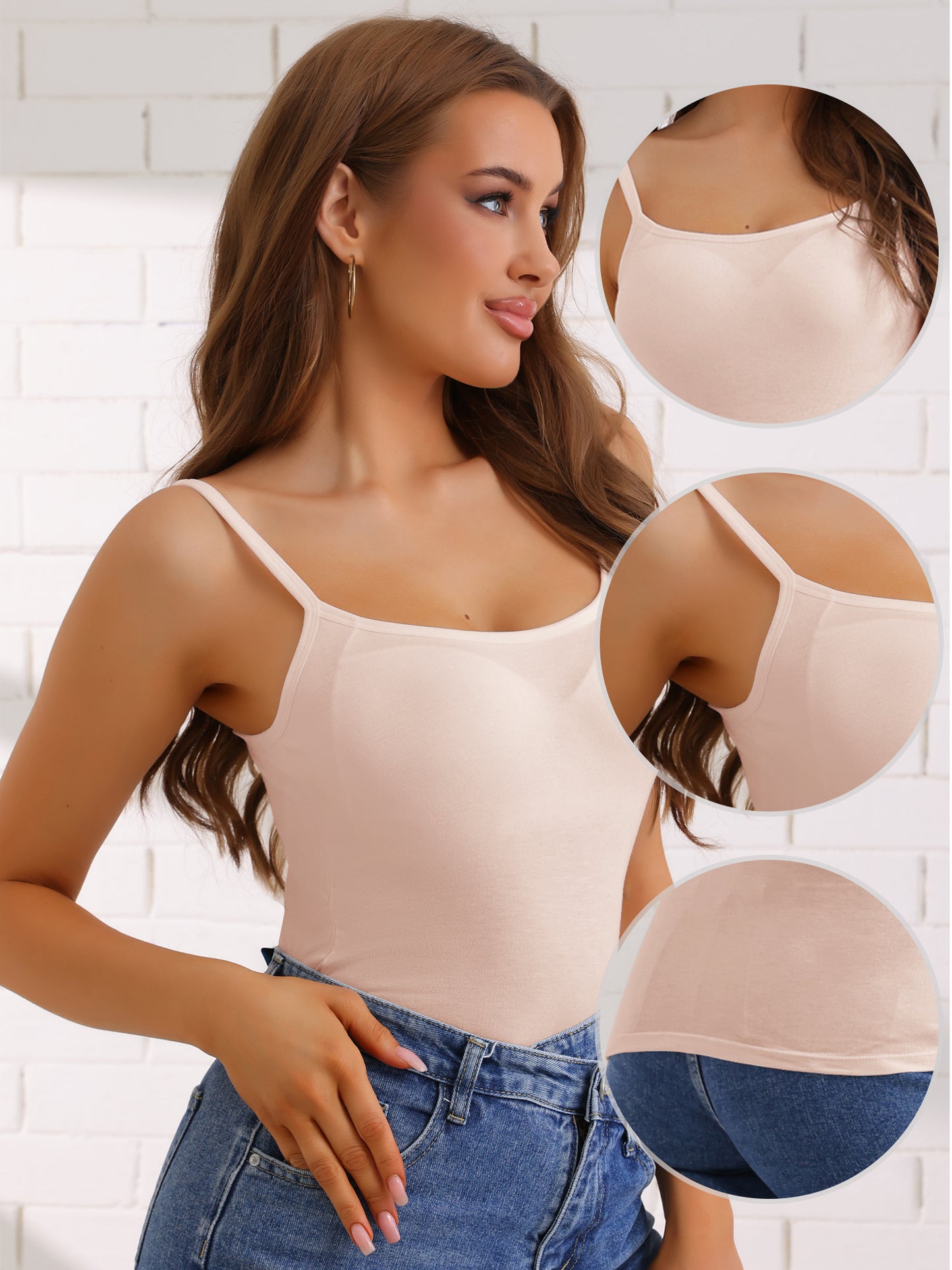 Women's Camisole with Built-In Bra Adjustable Strap Flowy Swing Comi Vest
