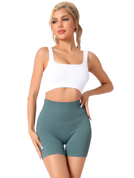Culotte courte gainante côtelée taille haute pour femme, amincissante, gainante, rehausseuse de fesses
