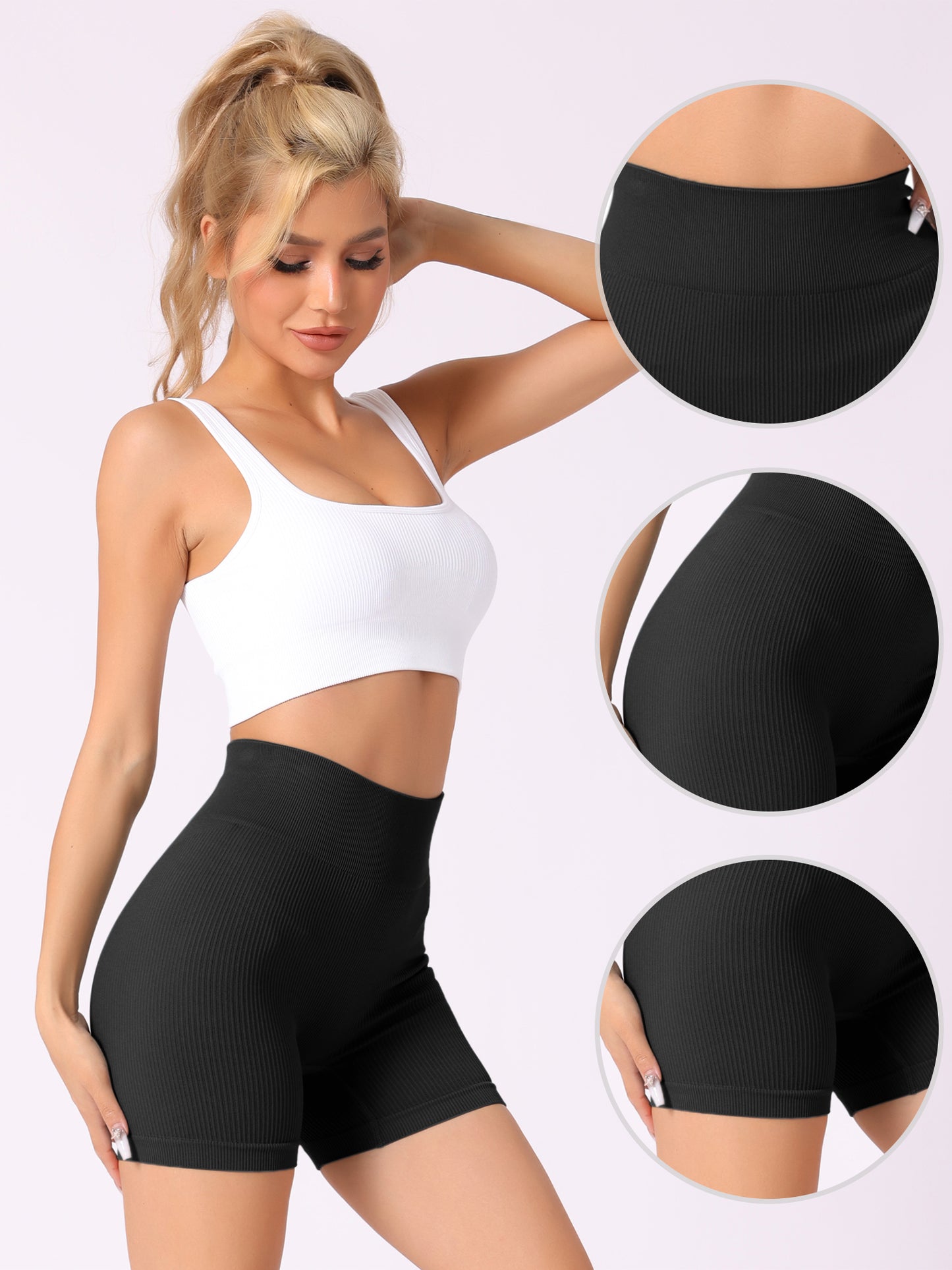 Culotte courte gainante côtelée taille haute pour femme, amincissante, gainante, rehausseuse de fesses