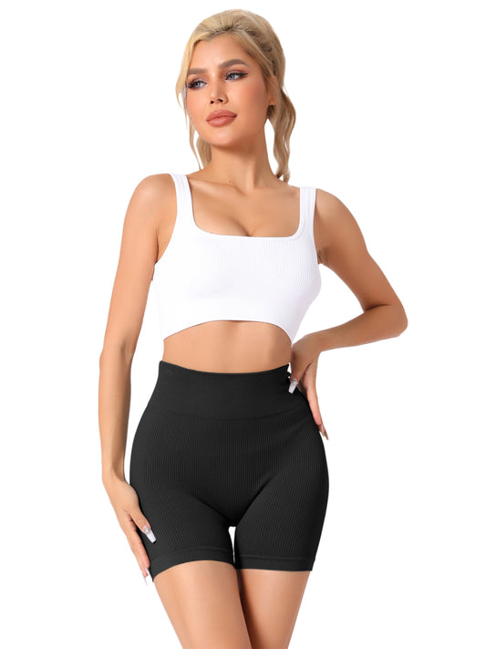 Culotte courte gainante côtelée taille haute pour femme, amincissante, gainante, rehausseuse de fesses