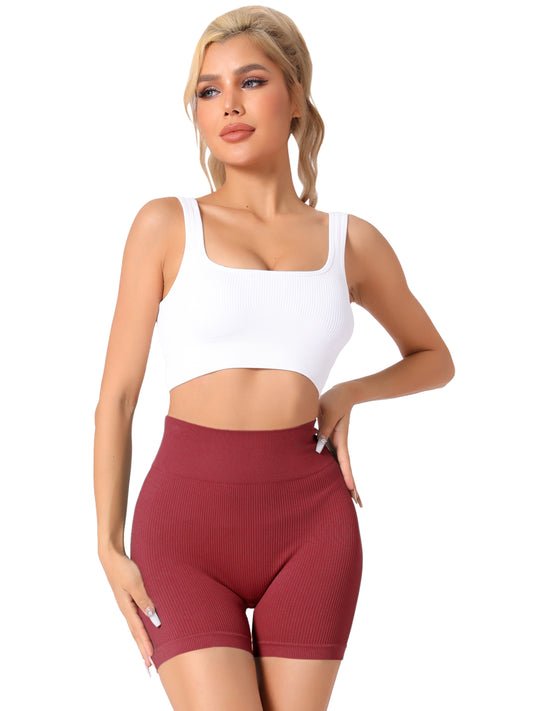 Culotte courte gainante côtelée taille haute pour femme, amincissante, gainante, rehausseuse de fesses