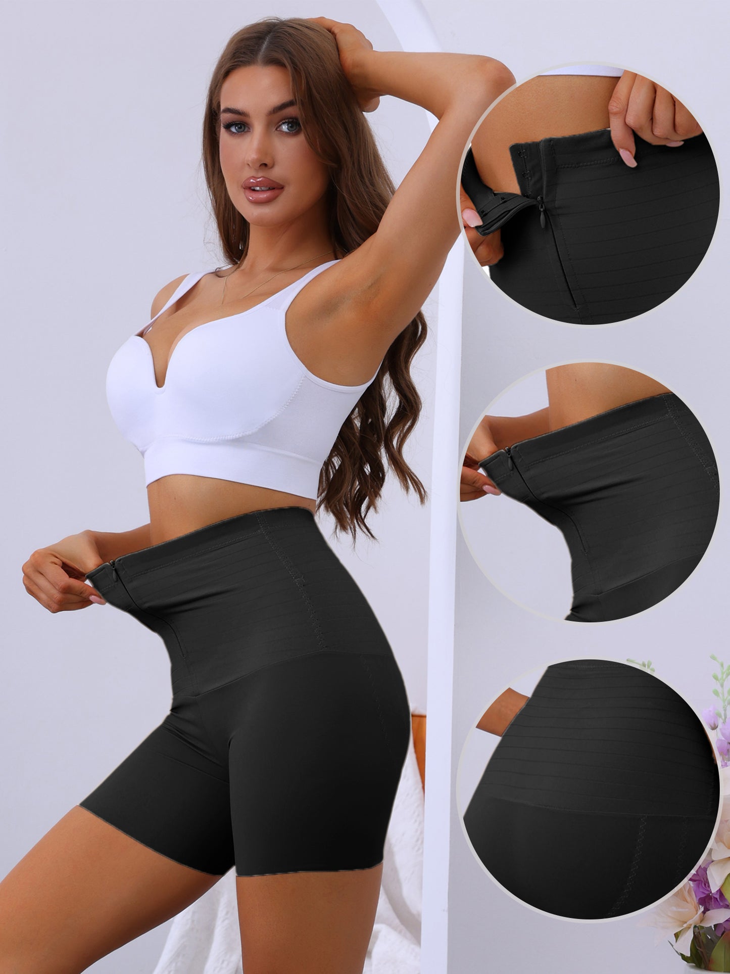 Culotte gainante taille haute pour femme avec fermeture éclair, effet gainant ...
