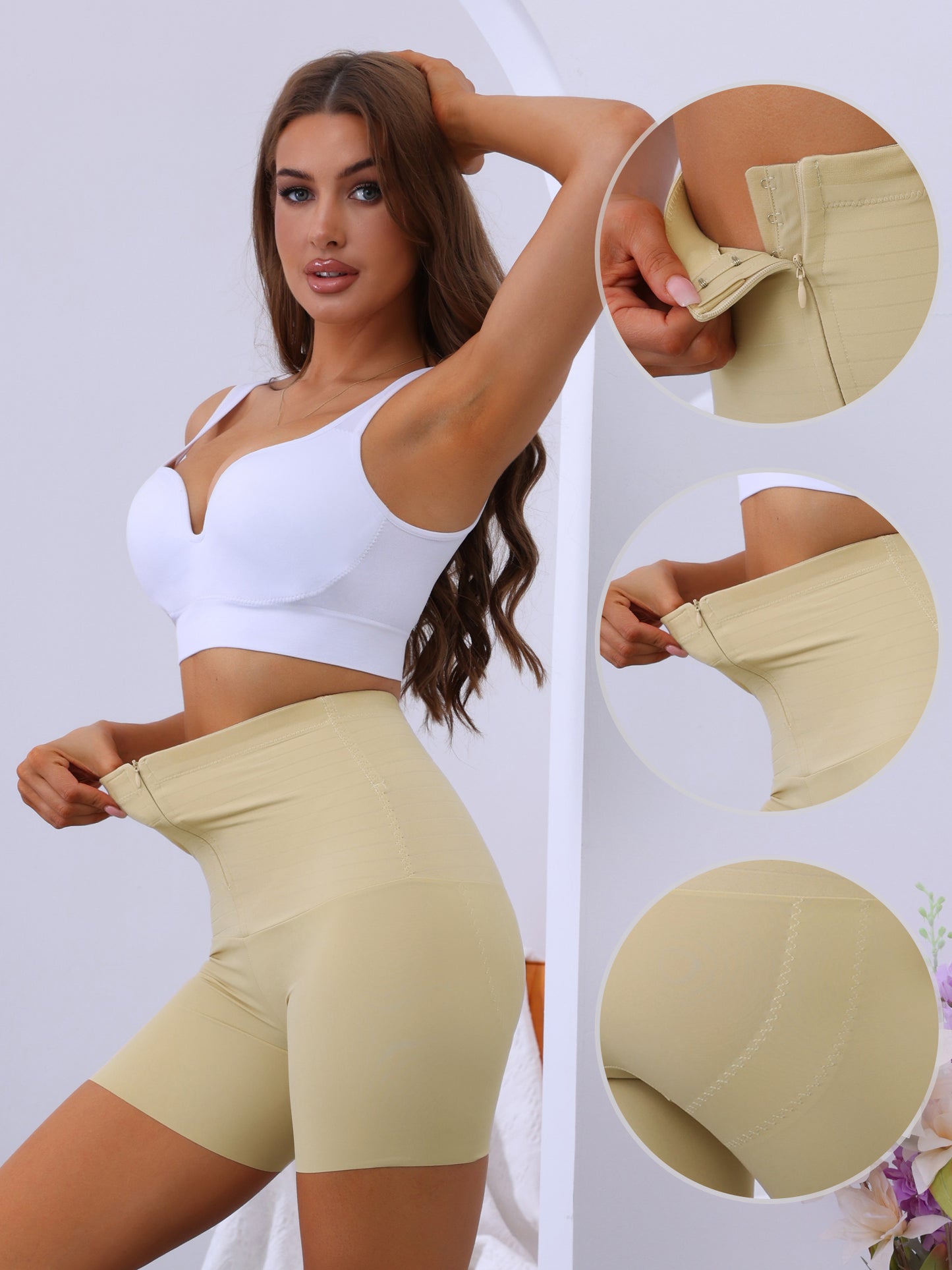 Culotte gainante taille haute pour femme avec fermeture éclair, effet gainant ...