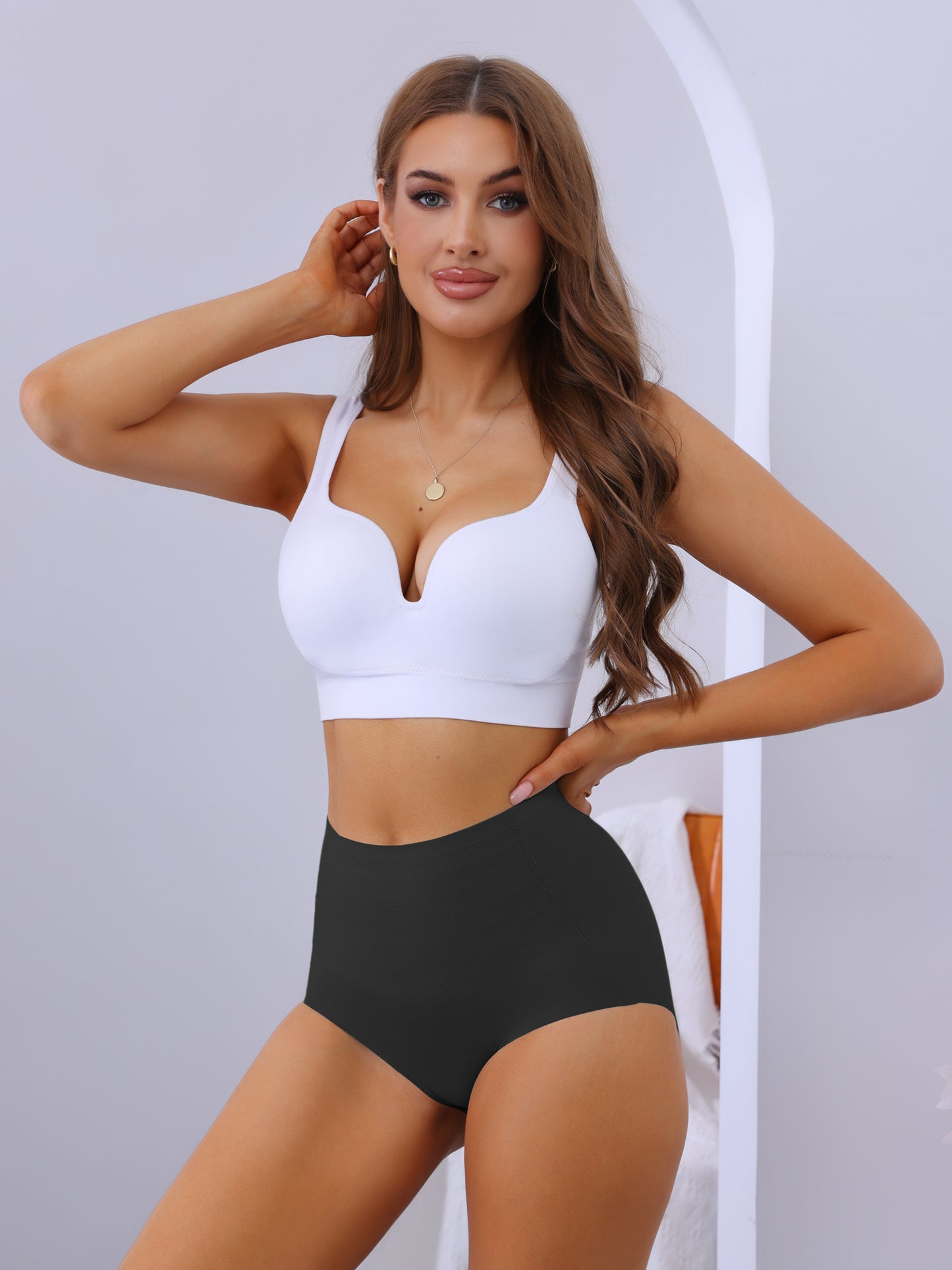 Culotte gainante taille haute pour femme, couvrante et gainante