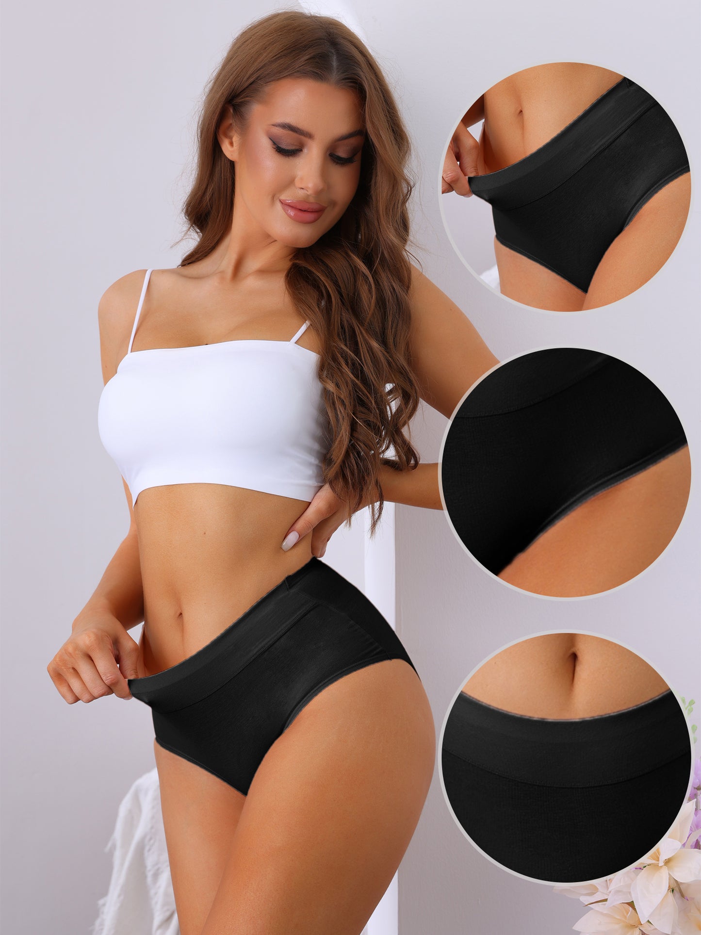 Women's Mid-Waisted Full Coverage Briefs Tummy Control Underwear Cotton Panties