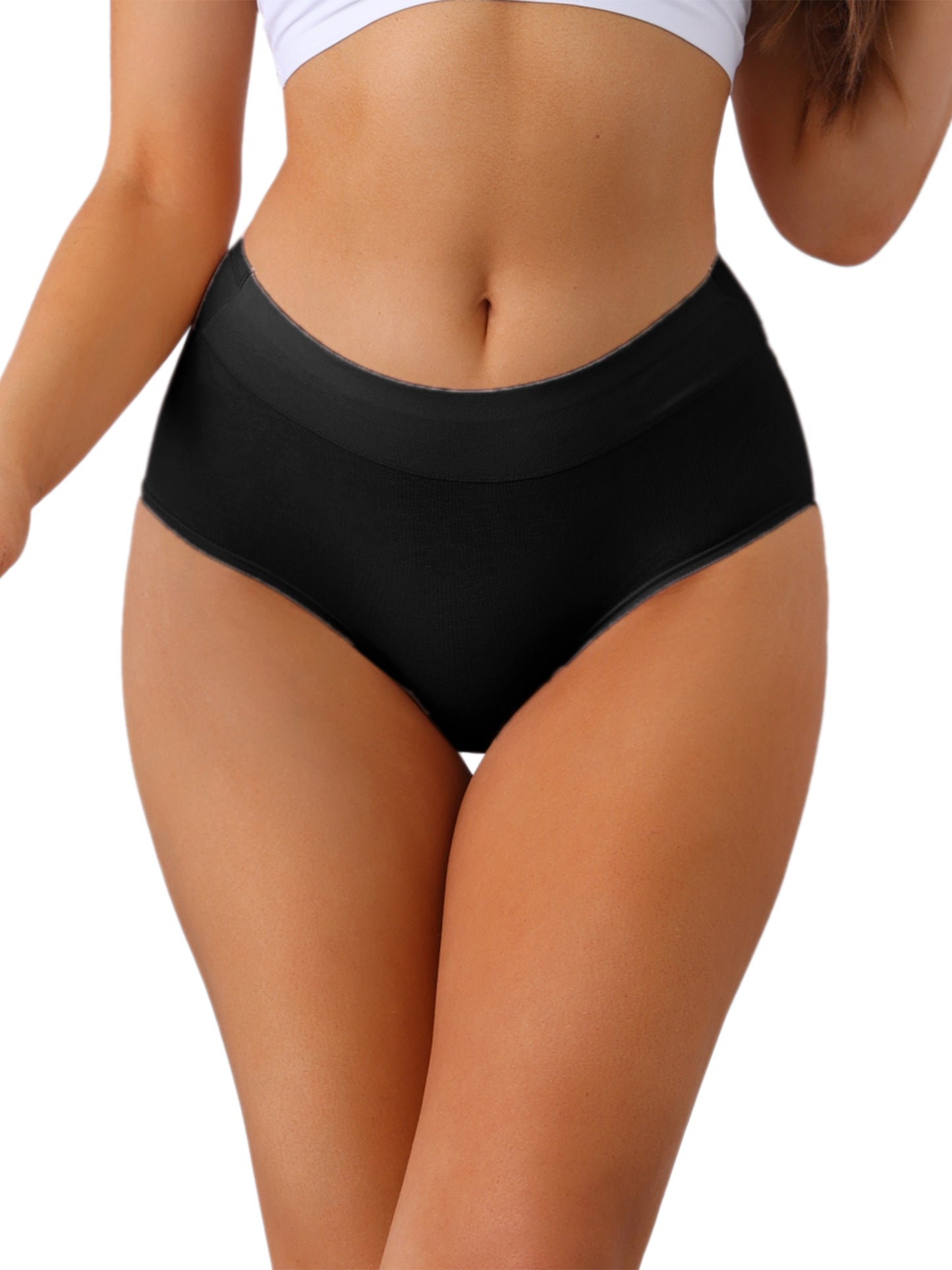 Women's Mid-Waisted Full Coverage Briefs Tummy Control Underwear Cotton Panties