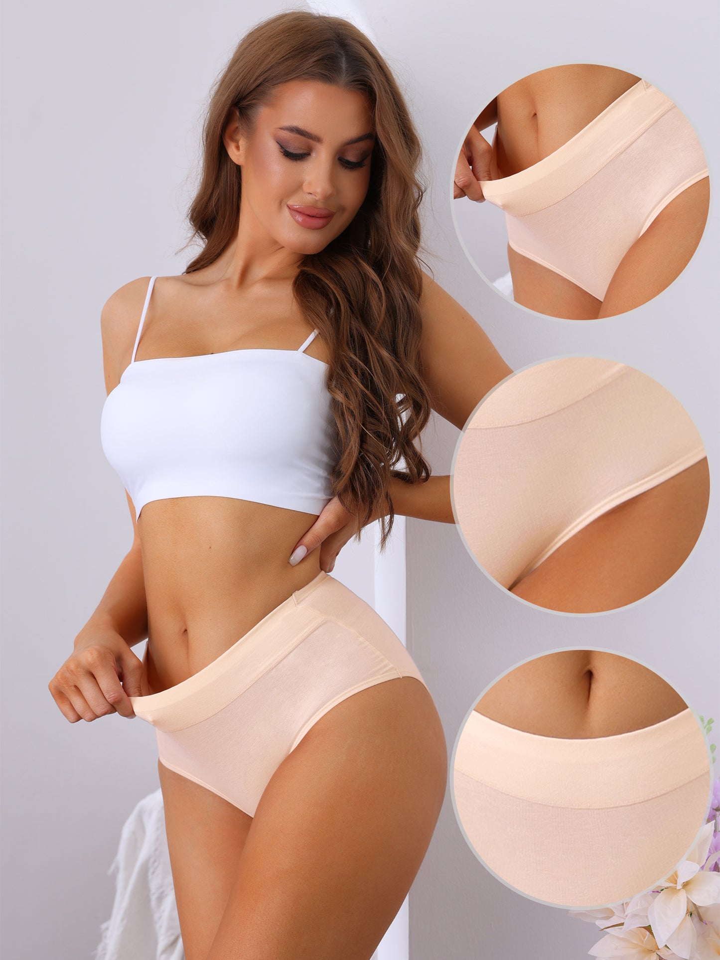 Culotte taille moyenne pour femme, sous-vêtement gainant en coton