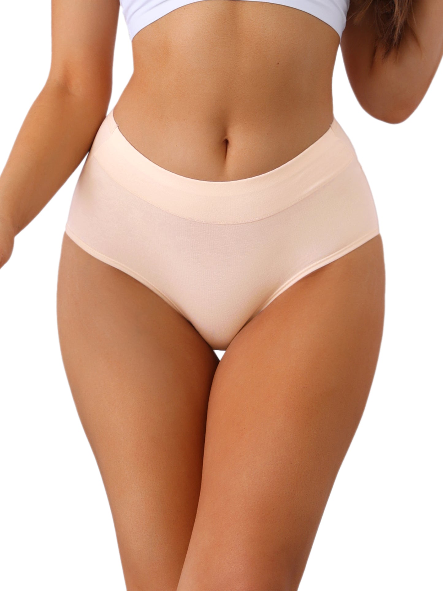 Women's Mid-Waisted Full Coverage Briefs Tummy Control Underwear Cotton Panties