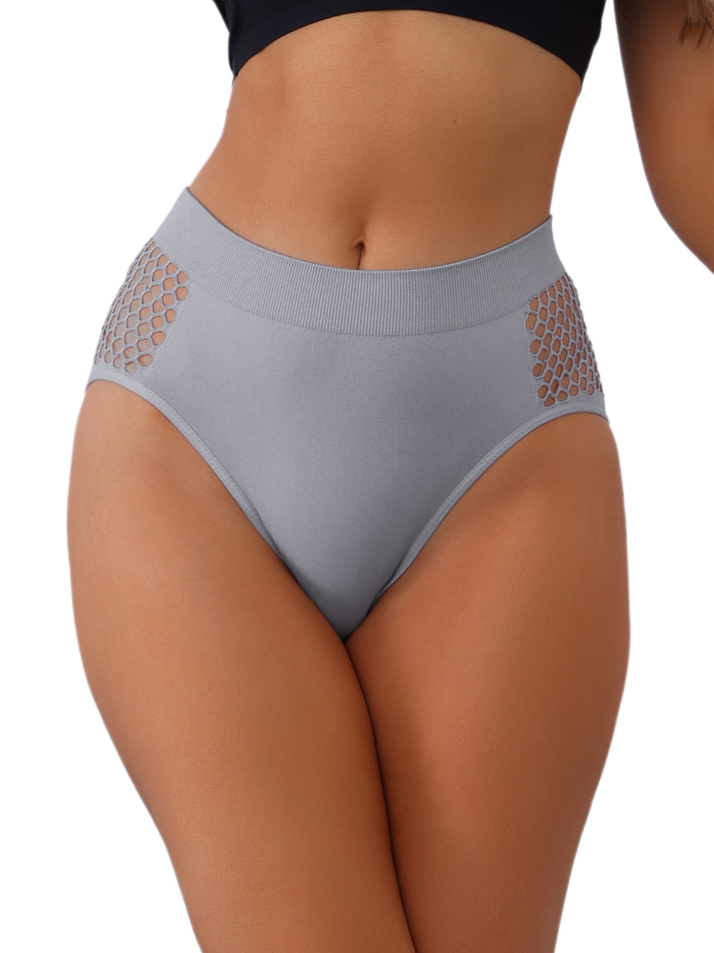 Women's Mid-Waisted Full Coverage Briefs Waist Hollow Flatten Tummy Panties