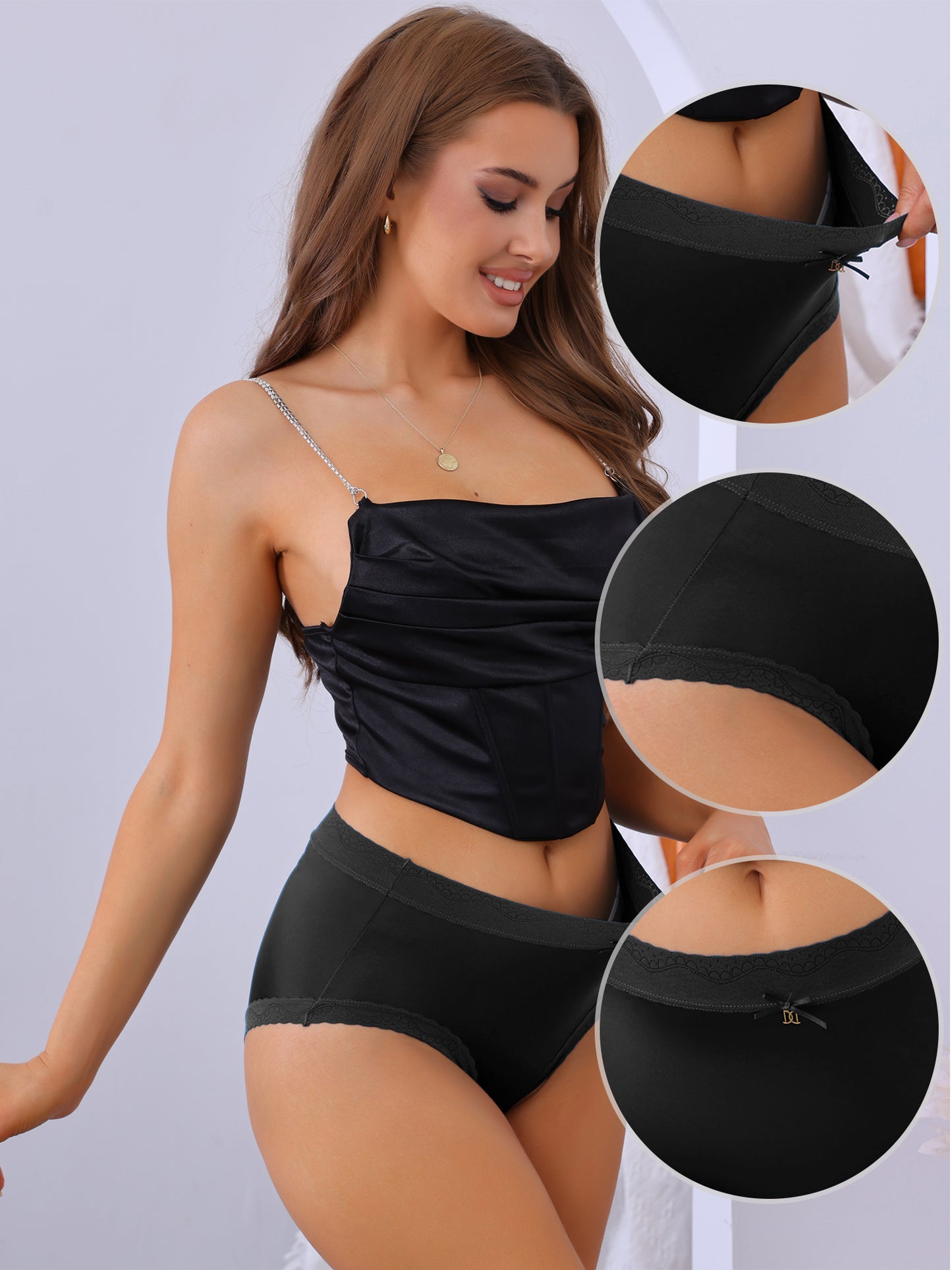 Women's Full Coverage Mid-Waisted Briefs with Side Wave Underwear
