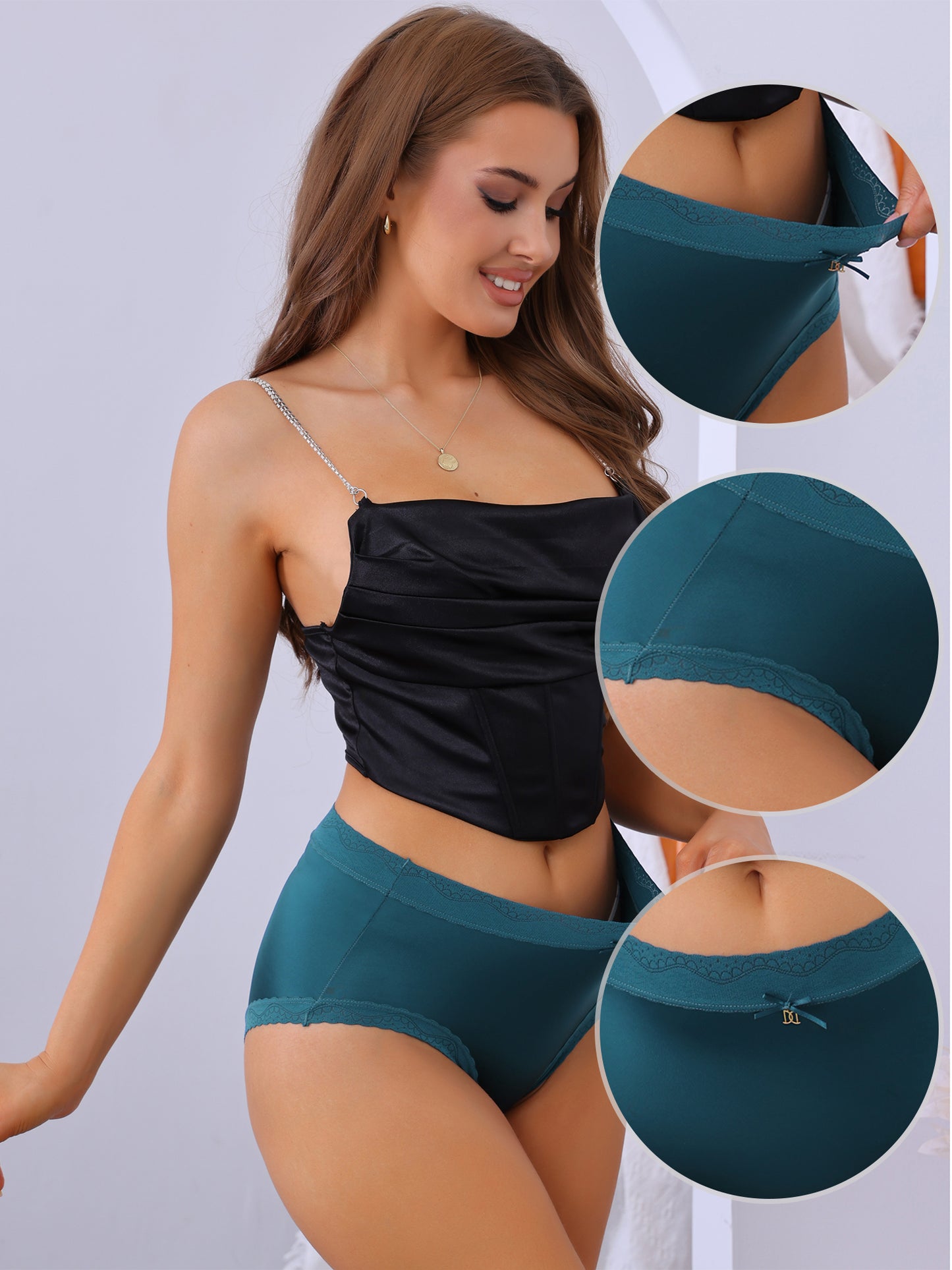 Women's Full Coverage Mid-Waisted Briefs with Side Wave Underwear