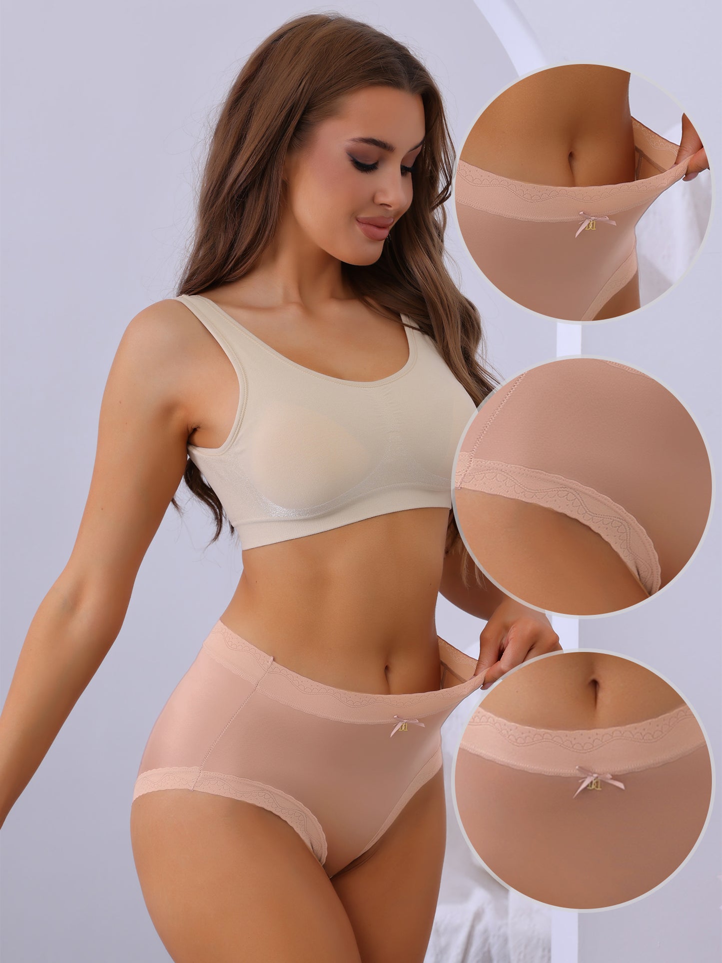 Women's Full Coverage Mid-Waisted Briefs with Side Wave Underwear