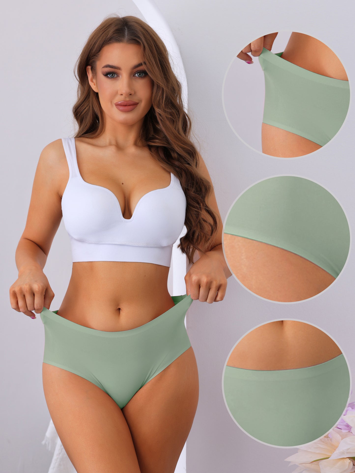 Women's Mid-Waisted Invisible Briefs Full Coverage Panties