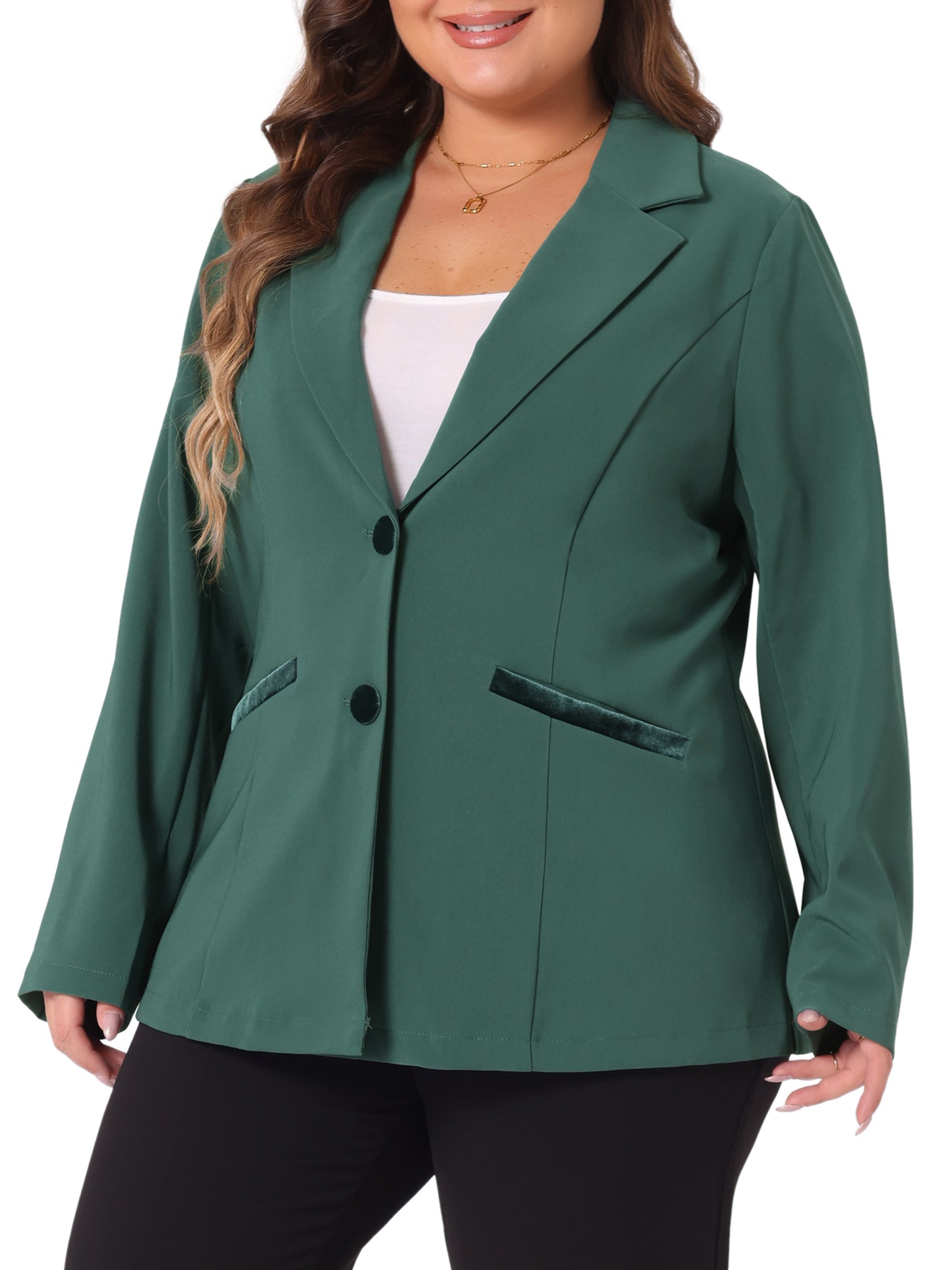 Women Plus Size Blazer Notched Lapel V Neck Office Work Business Suits Jacket Blazers