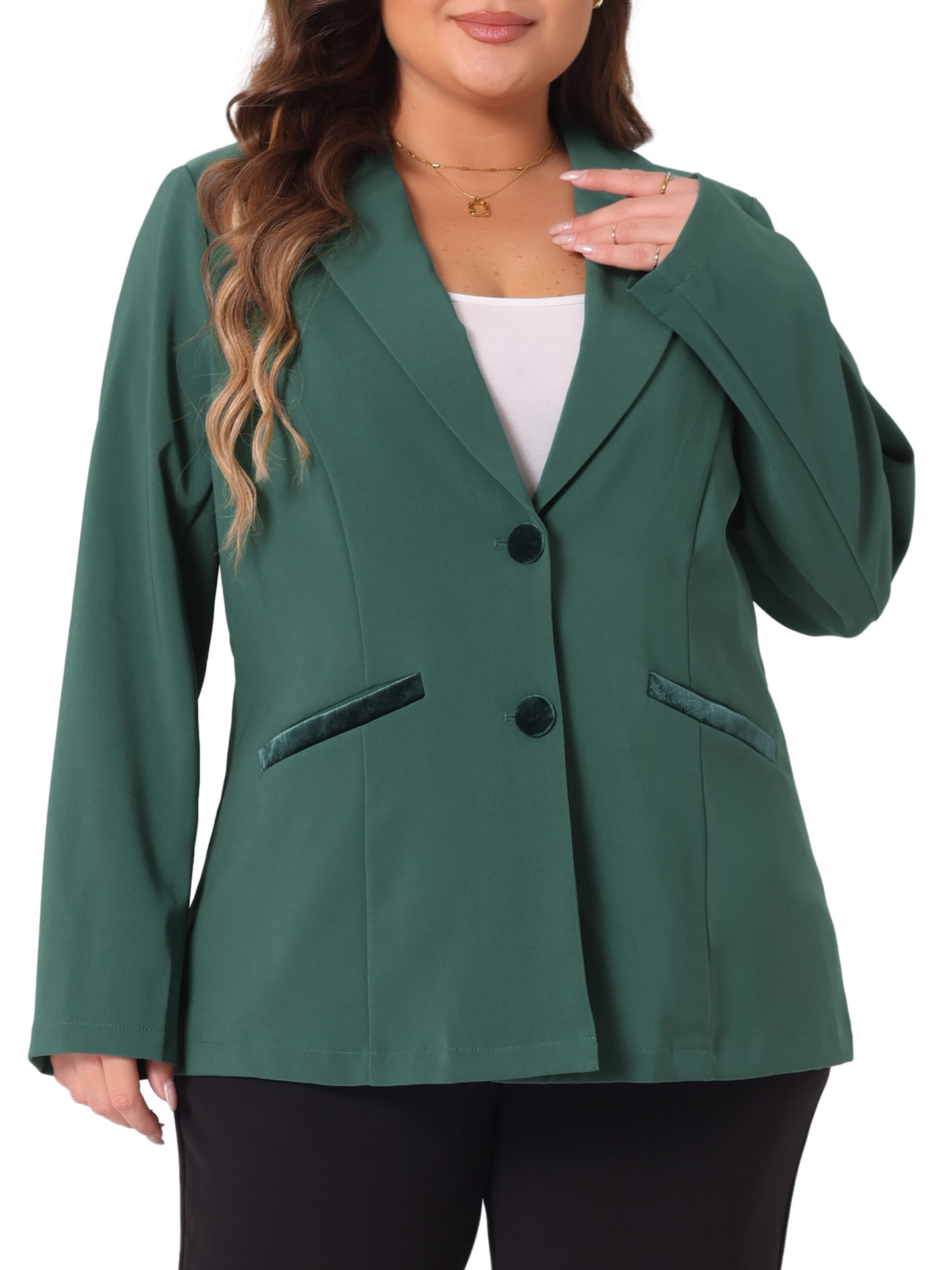 Women Plus Size Blazer Notched Lapel V Neck Office Work Business Suits Jacket Blazers