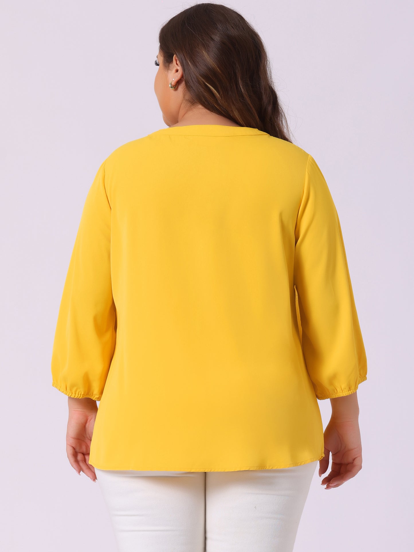 Women's Plus Size Work Round Neck Ruffle Chiffon Blouse Top