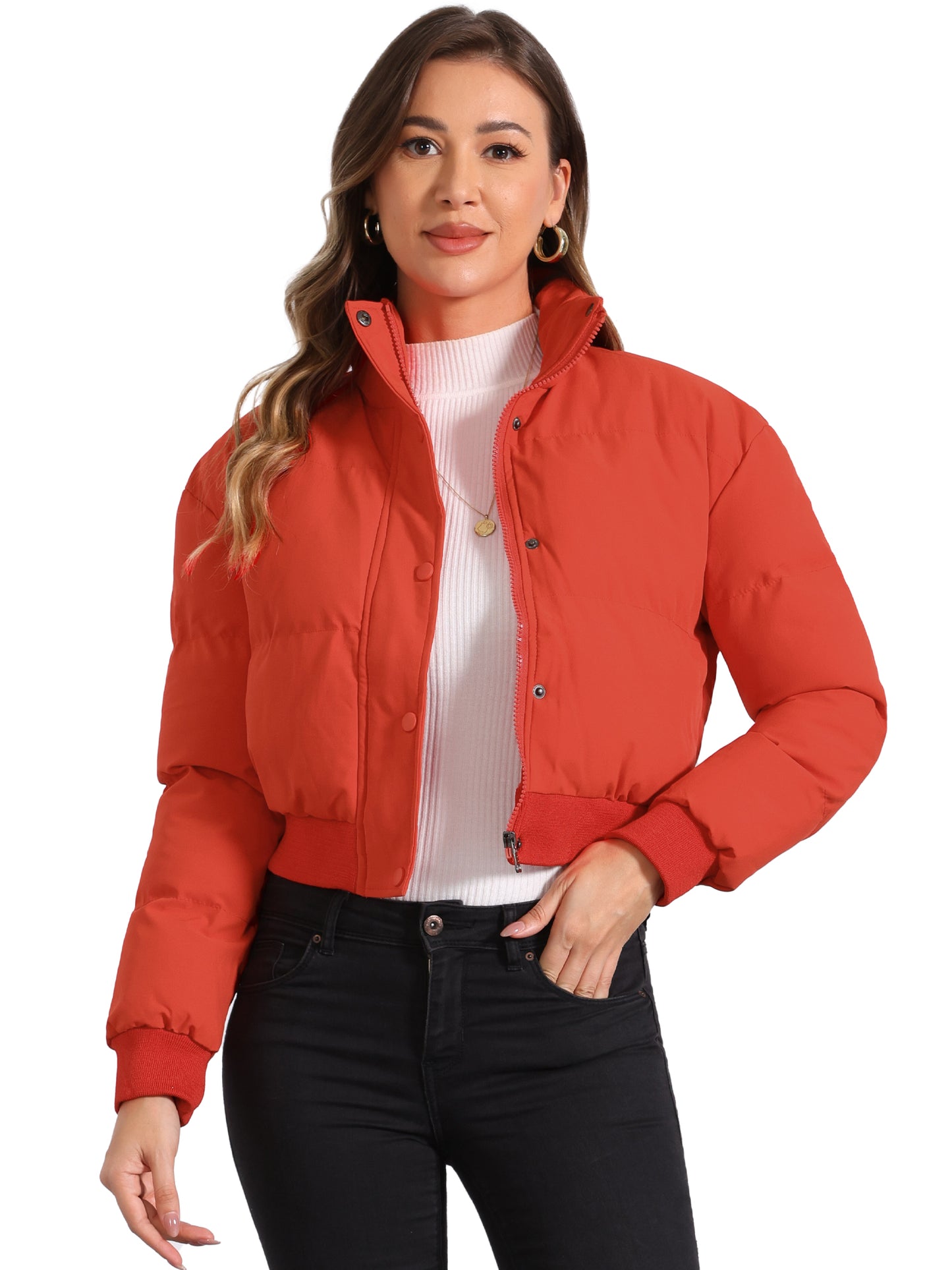 Women Winter Baggy Padded Cropped Bomber Jacket