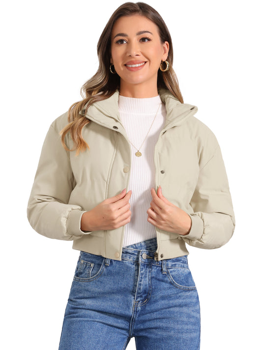 Women Winter Baggy Padded Cropped Bomber Jacket