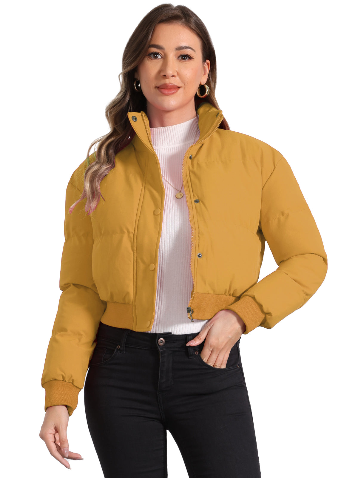 Women Winter Baggy Padded Cropped Bomber Jacket