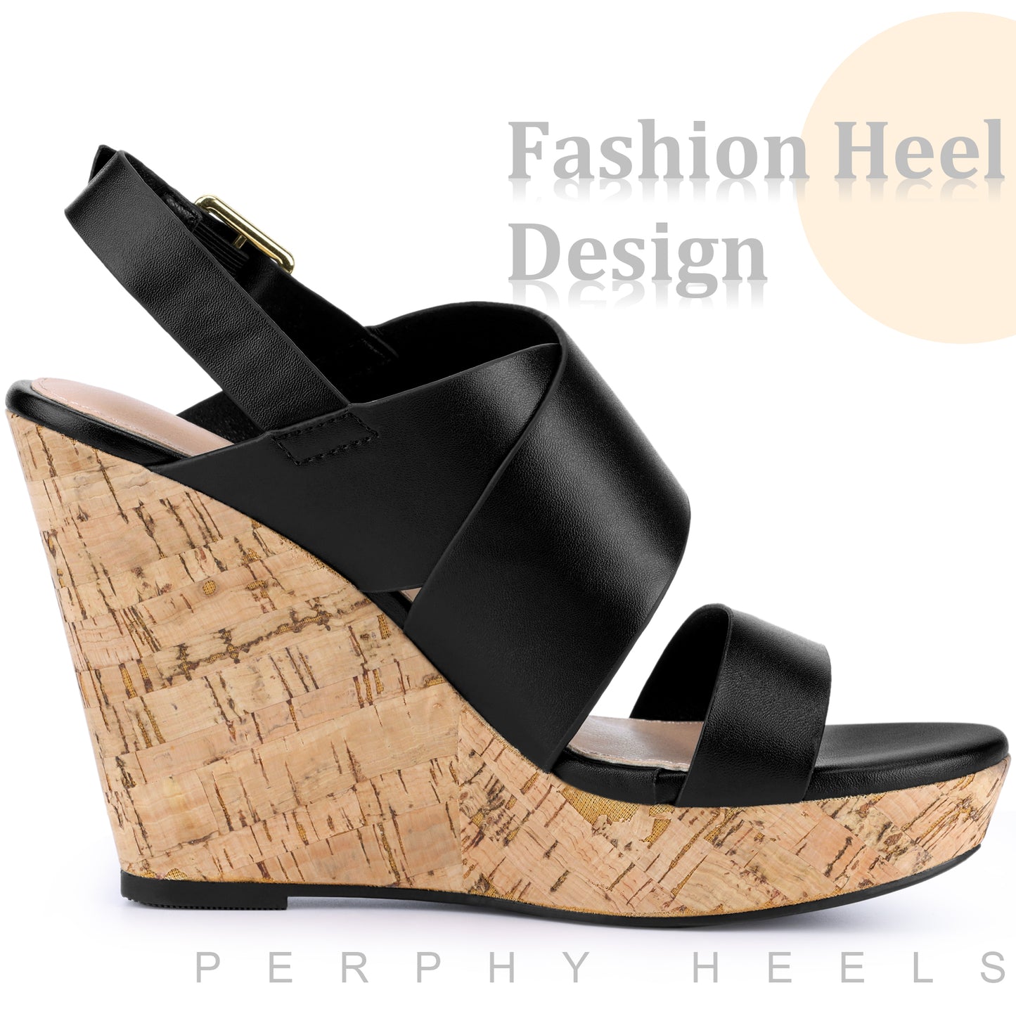 Women Open Toe Cork Platform Wedge Heels Sandals
