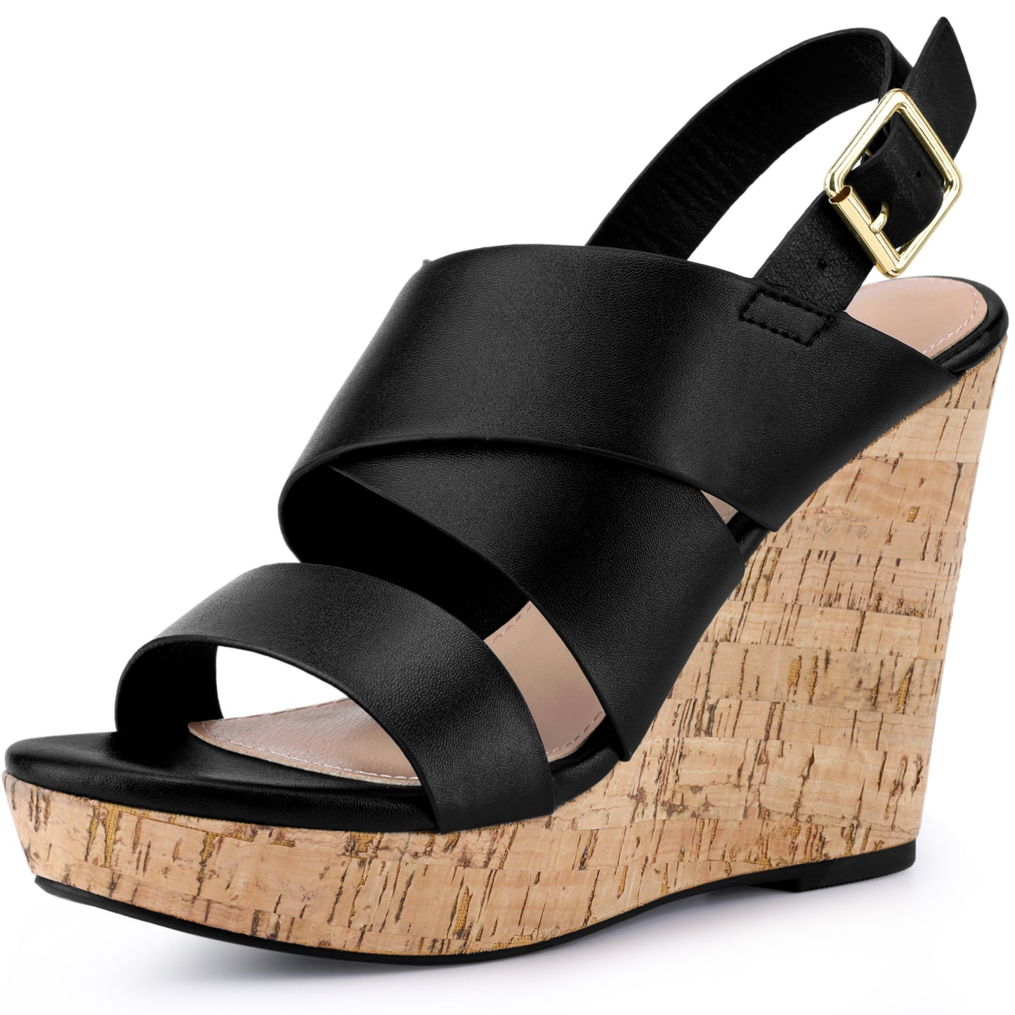 Women Open Toe Cork Platform Wedge Heels Sandals