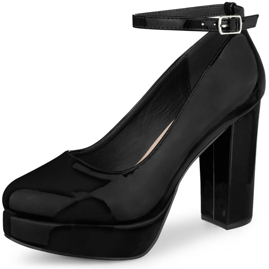 Zapatos Mary Jane con plataforma y tacón grueso y tiras en el tobillo para mujer