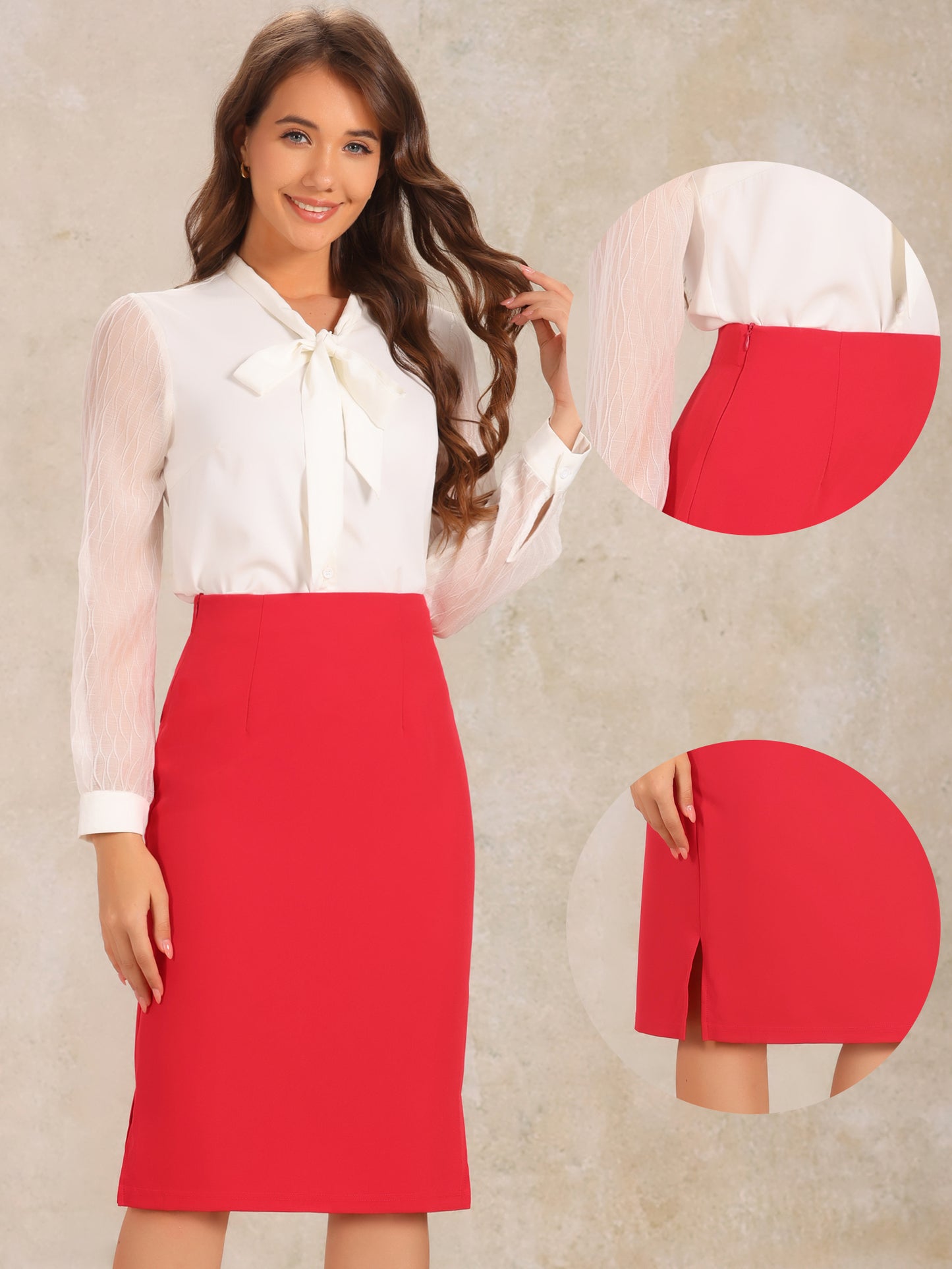 Women's Business Knee Length High Waist Bodycon Suit Wear to Work Pencil Skirt