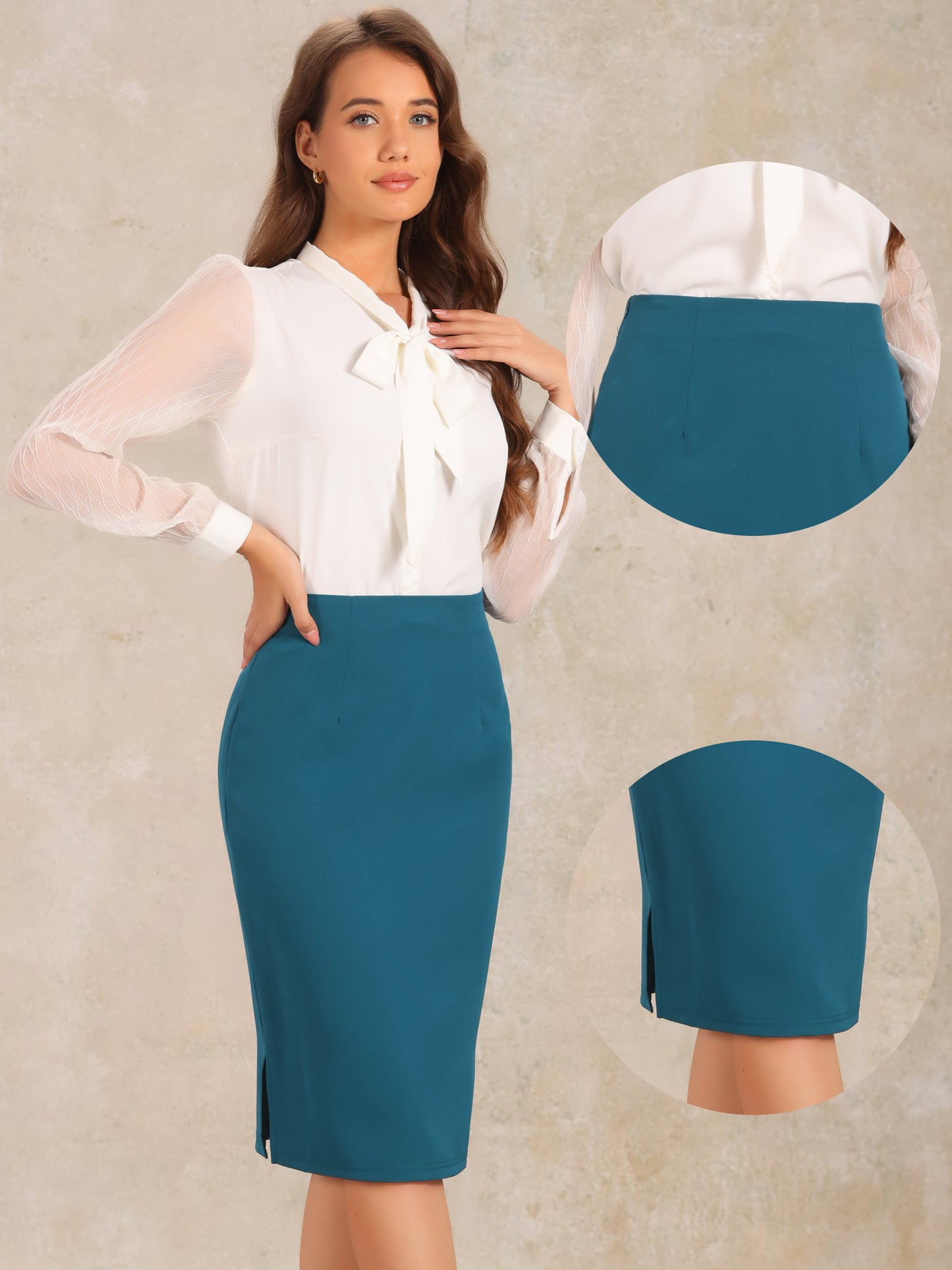 Women's Business Knee Length High Waist Bodycon Suit Wear to Work Pencil Skirt