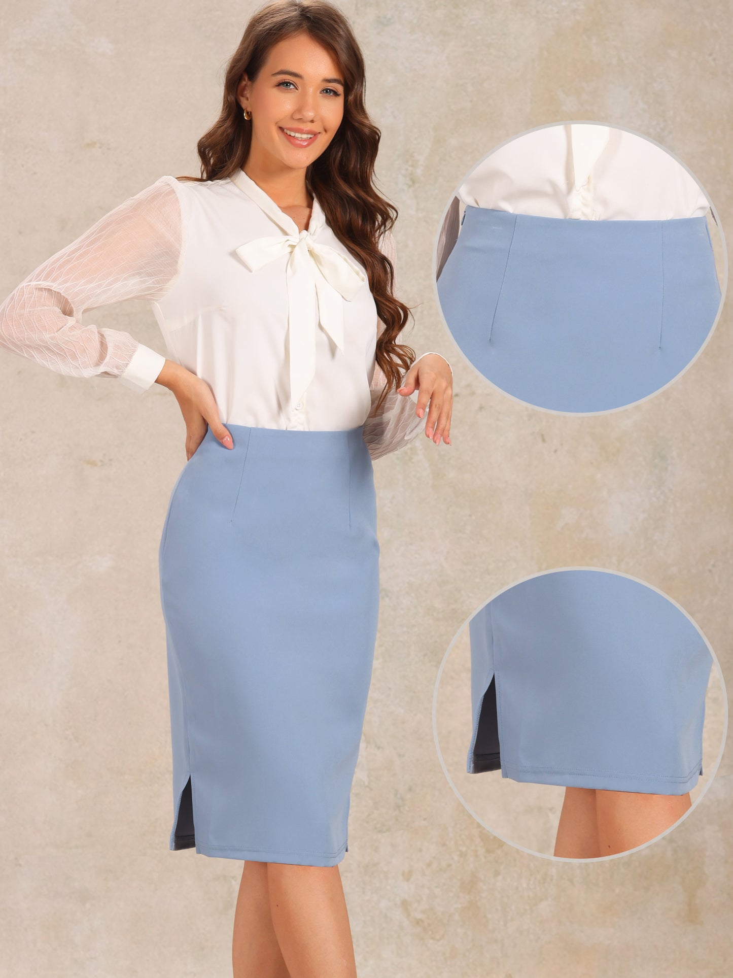 Women's Business Knee Length High Waist Bodycon Suit Wear to Work Pencil Skirt