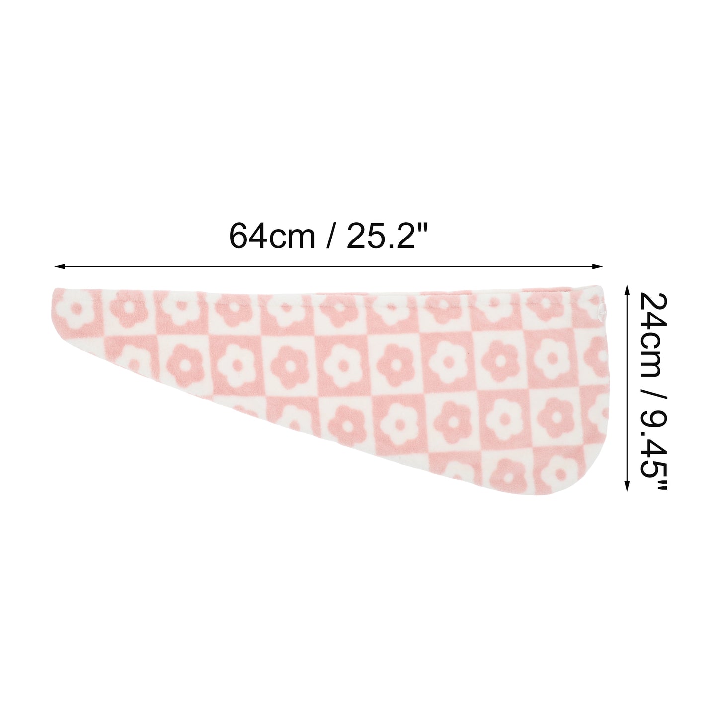 1 Pc Women Soft Checkered Flowers Hair Towel Wrap for Bathroom Pink