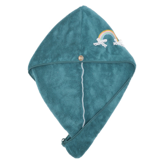 1 Pc Women Soft Rainbow Pattern Hair Towel Wrap for Bathroom Blue