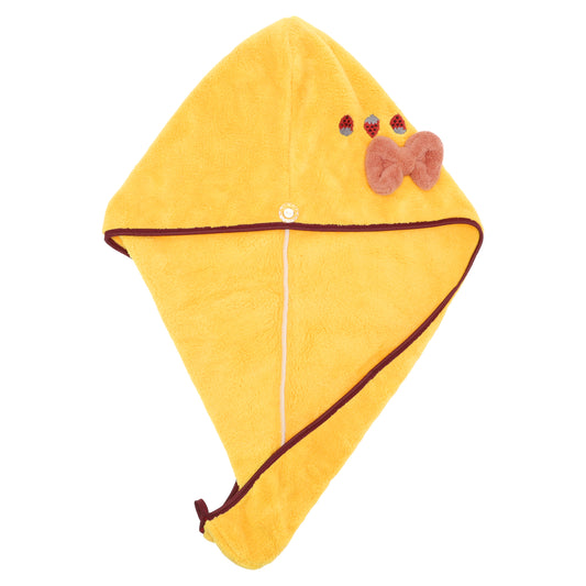1 Pc Women Soft Strawberry Bow Hair Towel Wrap for Bathroom Yellow