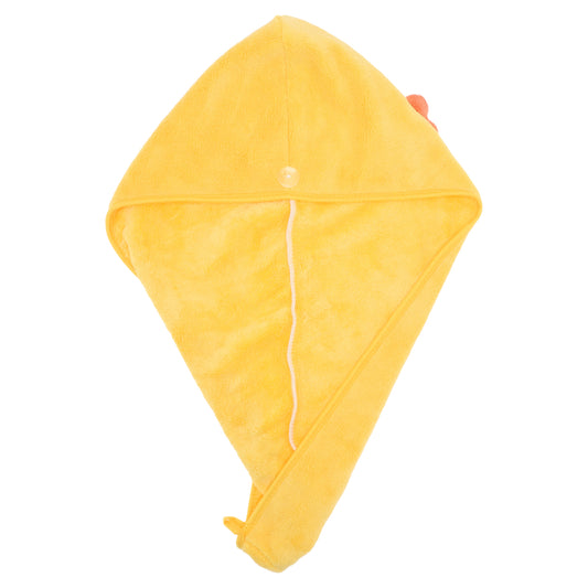 1 Pc Women Soft Side Flowers Hair Towel Wrap for Bathroom Yellow