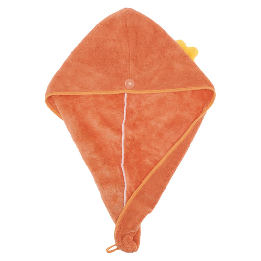 1 Pc Women Soft Side Flowers Hair Towel Wrap for Bathroom Orange