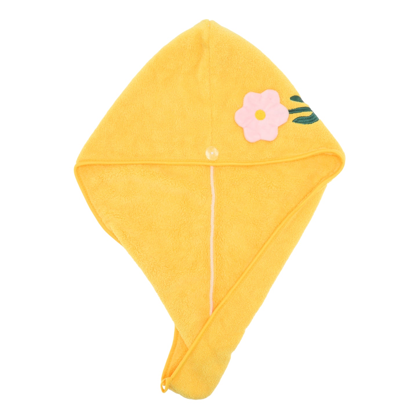 1 Pc Women Soft Flowers Hair Towel Absorbent Hair Wrap for Bathroom Yellow