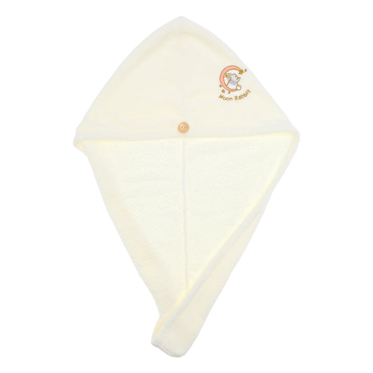 1 Pc Women Soft Cartoon Pattern Hair Towel for Bathroom White