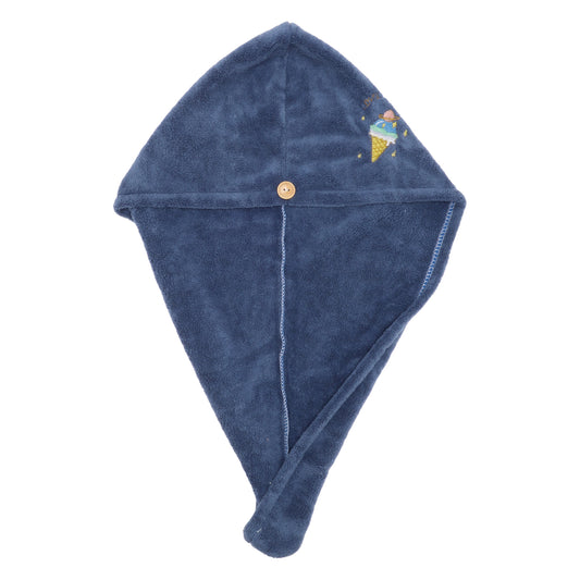 1 Pc Women Soft Cartoon Pattern Hair Towel for Bathroom Blue