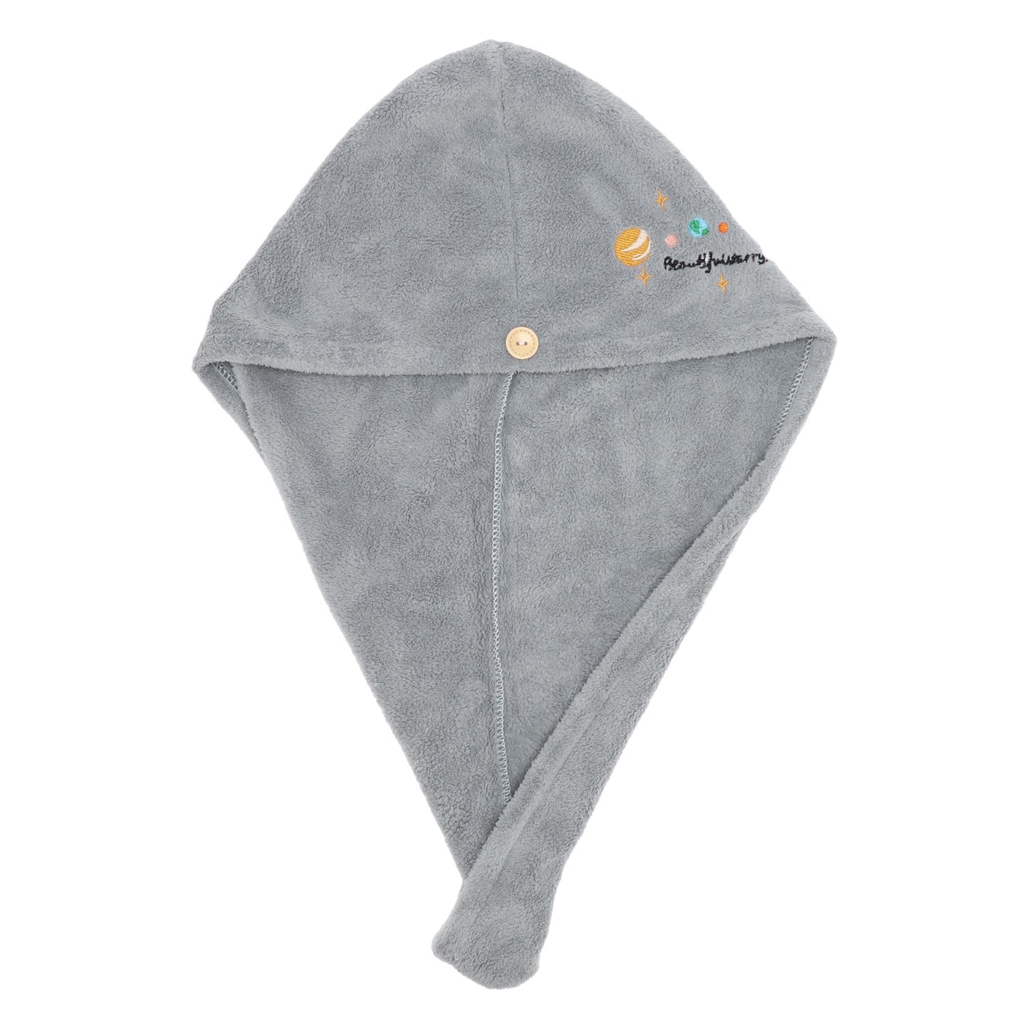 1 Pc Women Soft Cartoon Pattern Hair Towel for Bathroom Gray