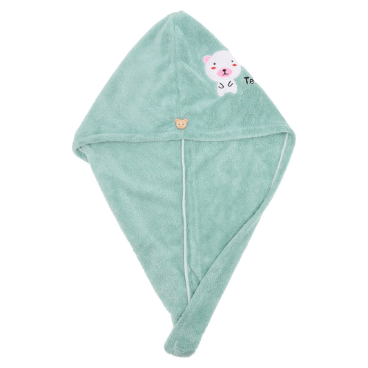 1 Pc Women Soft Rabbit Pattern Hair Towel for Bathroom Green