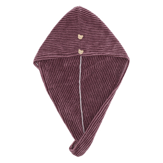 1 Pc Women Soft Pinstripe Hair Towel Drying Wrap for Bathroom Red