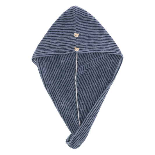 1 Pc Women Soft Pinstripe Hair Towel Drying Wrap for Bathroom Blue