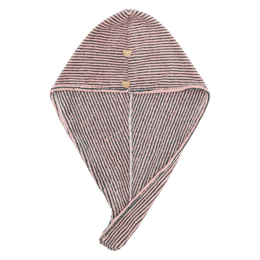 1 Pc Women Soft Pinstripe Hair Towel Drying Wrap for Bathroom Pink