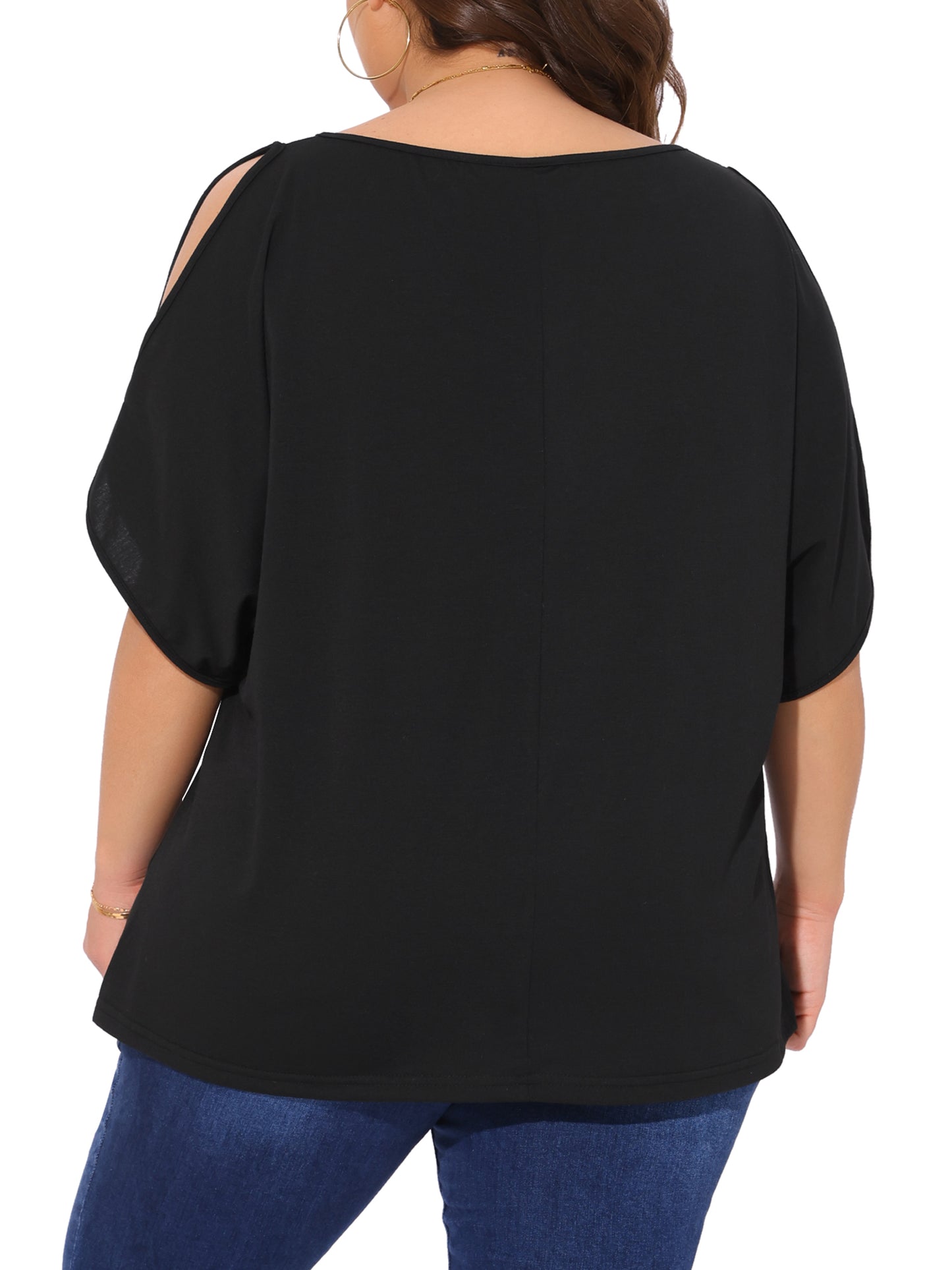 Women Plus Size Tops Cold Shoulder Short Sleeve Top Summer Loose Tee
