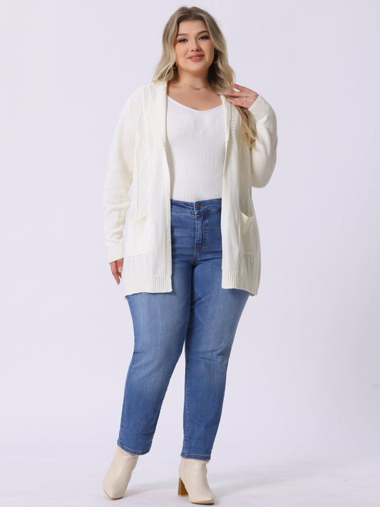 Women's Plus Size Classic Cardigan Sweaters Long Sleeve with Pockets Lightweight Cardigans