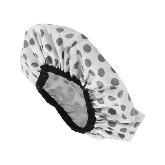 1 Pc Women  Dots Shower Cap for Bathroom Hotel Travel Gray