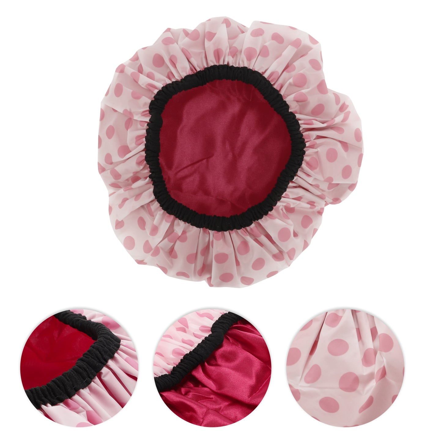 1 Pc Women  Dots Shower Cap for Bathroom Hotel Travel Red